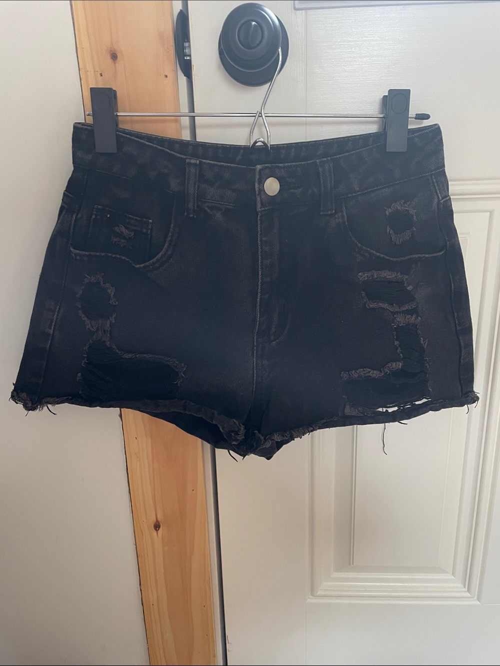 Black Distressed Denim Women’s Shorts